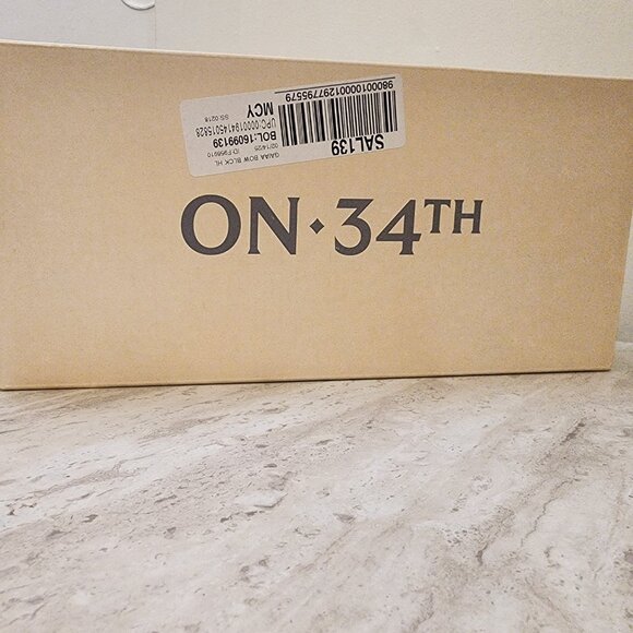 On 34th Womens Gaiaa Bow Block-Heel D Navy Stripe Fabric 10.5M - A014 \13 - Picture 8 of 10